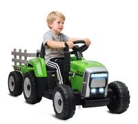 Tractor Eléctrico HOMCOM con Remolque Desmontable, Auto Eléctrico para Niños de 3 a 6 Años con Control Remoto, Pantalla con Reproductor de Música MP3