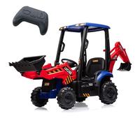 Tractor Eléctrico Infantil 4 En 1 De 12 V Con Excavadora/Buldózer/Techo Desmontable - Control Remoto Parental De 2.4 G, Bocina y Velocidad Ajustable (2-4 Km/h) - Juguete Seguro Para Niños De 3 Años En