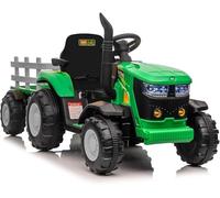 Tractor eléctrico para niños - Tractor con Remolque Desmontable y Control Parental, Doble Motor 35 W, batería de 12 V, música/MP3/inalámbrico, vehículo eléctrico para niños, 3-8 años, Verde