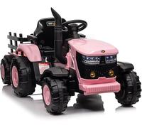 Tractor eléctrico para niños - Tractor con Remolque Desmontable y Control Parental, Doble Motor 35 W, batería de 12 V, música / MP3/inalámbrico, vehículo eléctrico para niños, 3-8 años, Rosa