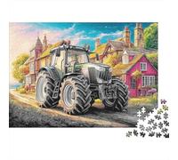 Tractor en Camino de Pueblo, cartón Mate Liso, Escena Rural de Granja, Rompecabezas de 1000 Piezas Adultos, Alivio del estrés, Actividad días lluviosos, diversión en Grupo, 70 x 50 cm/1000 Piezas