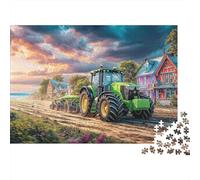 Tractor en Camino de Tierra, Arte enmarcable Premium, Rompecabezas de 1000 Piezas Estilo Paisaje Rural de Granja Adultos, cartón Resistente, el hogar, Ocio, diversión en Grupo, 52 x 38 cm/1000 Piezas