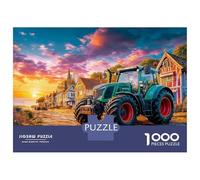 Tractor en Camino del Pueblo Puzle De 1000 Piezas - Arte de Paisaje de Atardecer Rural Actividad De Resolución De Problemas - Cartón Reciclado 52x38cm/1000piezas