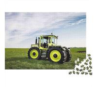 Tractor en Campo Verde Tractor Amarillo Colorido en Campo Verde Rompecabezas de 1000 Piezas Actividad Divertida para Adultos Que estimula la Mente en casa 38x26cm/1000 Piezas