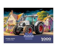 Tractor en el Pueblo Puzle De 1000 Piezas - Estilo de Escena de Granja Rural Desconexión Digital - Cartón Reciclado 70x50cm/1000piezas