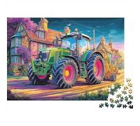 Tractor en el Pueblo Puzzle De 1000 Piezas Estilo de Arte Digital Vibrante Serie Art Collection Puzzles para Adultos Y Niños Adultos Y Niños A Partir De 12 Año 38x26cm/1000pcs