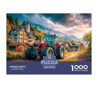 Tractor en el Pueblo Rompecabezas para Adultos Escena Rural Alpina Una Obra De Arte Que Supone Un Gran Desafío Fascinará A Hombres Y Mujeres (A Partir De 14 Años) 70x50cm/1000p