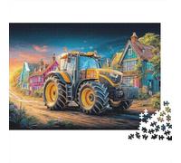 Tractor en la Carretera del Pueblo Puzzle 1000 Piezas para Amantes De Puzzles Escena artística de una Granja Rural Noche En Familia Actividad Doméstica Más Vendido para Enmarcar Cartón R
