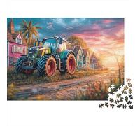 Tractor en la Carretera Puzzle De 1000 Piezas Escena de Puesta del Sol Rural Noches De Juegos, Adultos Y Niños 52x38cm/1000pcs