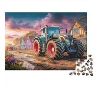 Tractor en una Carretera Llena de Barro Puzzle 1000p Adultos Y Jóvenes Escena artística de una Granja Rural Muy Difícil Juego De Lógica Producto Duradero Tiempo Libre Cartón Reciclado 52x38cm/1000pcs