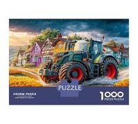 Tractor en una Carretera Llena de Barro Puzzles 1000 Pieza para Adultos Rural Aldea Scene Art Puzzle Juego Regalos para Hombres Cartón 100% Reciclado Decoración del Hogar 70x50cm/1000pcs