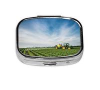 Tractor Farm impreso, pastillero, pastillero cuadrado para bolsillo o monedero, pastillero pequeño, organizador de pastillas de viaje