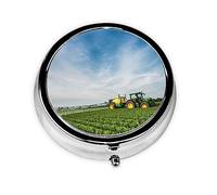 Tractor Farm impreso, pastillero, pastillero cuadrado para bolsillo o monedero, pastillero pequeño, organizador de pastillas de viaje