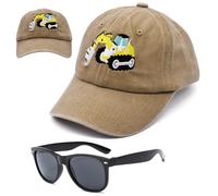 Tractor Gorra de Béisbol,2pcs Deportes Casual Sombrero y Gafas de Sol de Béisbol Visera Sombrero de Protección Solar Algodón Peso Ligero Adecuado para Niños 3-8 Years Old