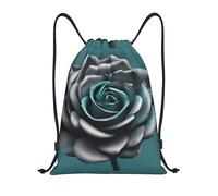 Tractor granja impresión bolsas con cordón mochila bolsa deporte gimnasio bolsa cordón bolsa compras cadena bolsa, Flor azul verde rosa gris, M