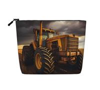 Tractor in The Field - Bolsa de maquillaje de cáñamo falso, organizador de viaje de gran capacidad para viajes de negocios y uso diario