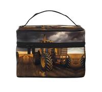 Tractor in the field - Neceser de viaje para mujer, (9 x 6.5 x 6.2 pulgadas), bolsa de cosméticos portátil de gran capacidad, bolsa de cosméticos grande para niñas, Negro -, Talla única
