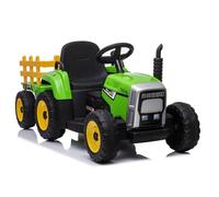 Tractor Infantil Con Remolque Eléctrico Coche Infantil LED MP3 Verde