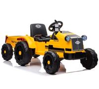 Tractor Infantil Con Remolque Electrico Kinderauto LED Radio Amarillo