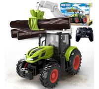Tractor RC con remolque, aspersor con mando a distancia, vehículo de construcción de 2,4 G con funciones de luz y sonido, juguete para el pequeño agricultor o conductor de tractor (2 baterías