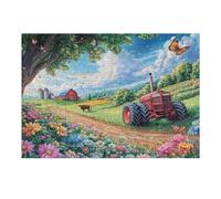 Tractor Rojo Carretera de Campo Puzzles 300 Piezas Moderno Creativo Rompecabezas Familiar para Adultos 3D Maquetas Construir Aliviar Estrés Decorativo 300 PCS