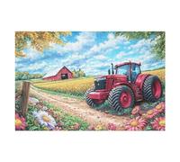 Tractor Rojo en la Carretera Rural Rompecabezas 1000 Piezas Cartón Grueso para Parejas Desarrollo Habilidades Pieza Decorativa Casa Pack Completo Regalo Cumpleaños 1000 PCS