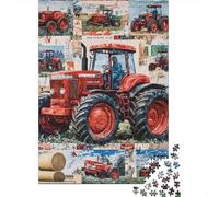 Tractor Rojo Escena Rural Puzzle de 1000 Piezas Papel para Adultos Puzzle para Toda la Familia Relajante 38x26cm/1000pcs