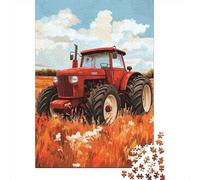 Tractor Rojo Vintage Puzzle para Adultos Puzzle de 1000 Piezas Papel Paisaje de Campo Agricultura Relajación Concentración Regalo Hogar 52x38cm/1000pcs