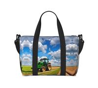 Tractor Under Blue Sky And White Clouds - Bolsa de viaje para mujer, bolsa de mano grande para fin de semana, bolsa de entrenamiento para gimnasio, bolsa de hospital para mamá, Black, Talla única