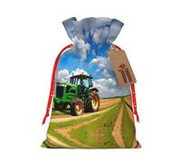 Tractor Under Blue Sky and White Cloudsprint - Bolsa de regalo de Navidad, bolsas de Navidad con cordón para regalos de vacaciones, recuerdos de fiesta