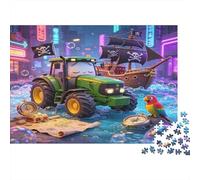 Tractor Verde Aventura Puzzle de 1000 Piezas Papel para Adultos Barco Pirata Escena Nocturna Puzzle para Toda la Familia Decoración Regalo 70x50cm/1000pcs