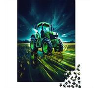 Tractor Verde en Movimiento Rompecabezas para Adultos |Escena de Granja Rural dinámica| De Diversión Familiar 70x50cm/1000pcs