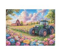 Tractor Verde Granja de Flores Silvestres Rompecabezas 500 Piezas Cartón para Parejas Actividad Hacer En Grupo Ejercicio Mental para Reyes Magos Detalle Cumpleaños 500 PCS