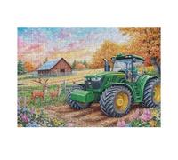 Tractor Verde Granja otoño Puzzle 300 Piezas Familiar Creativo Tiempo Feliz Rompecabezas 3D para Familia Juguete Educativo Construir Maquetas Aliviar Estrés 300 PCS