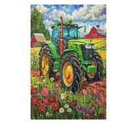 Tractor Vintage Pintado en Puzzle 1000 Piezas Obra De Arte Familiar Coleccionable Pastoral Farm Landscape Rompecabezas 3D para Hombres Y Mujeres Juguete Educativo Desafío Intelectual 1000 PCS