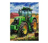 Tractor Vintage Pintado en Puzzle 500 Piezas Educativo Familiar Pastoral Farm Landscape Rompecabezas 3D para Toda La Familia Aliviar Estrés Decoración Hogar Portátil 500 PCS