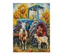 Tractor Vintage Pintado en Puzzle 500 Piezas Portátil Familiar Compacto Pastoral Farm Landscape Rompecabezas 3D para Familia Desafío Intelectual Maquetas Educativas Construir 500 PCS