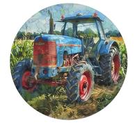 Tractor Vintage Pintado en Puzzle 68 Piezas con Tapete Animales Formas Animalizadas Pastoral Farm Landscape Puzzle Niños Toda La Familia Portátil Educativo Interacción Familiar68 PCS