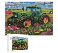 Tractor Vintage Pintado en Puzzles 300 Piezas 3D Creativo Paisaje Granja Pastoral Obra De Arte Rompecabezas Familiar para Niños Y Adultos A 12 Años Desafío Intelectual Decoración Hogar 300 PCS