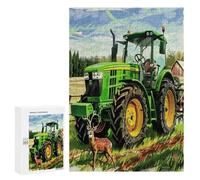 Tractor Vintage Pintado en Puzzles 300 Piezas 3D Creativo Paisaje Granja Pastoral Obra De Arte Rompecabezas Familiar para Niños Y Adultos A 12 Años Desafío Intelectual Decoración Hogar 300 PCS
