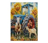 Tractor Vintage Pintado en Puzzles 300 Piezas Decorativo Hogar Pastoral Farm Landscape Obra De Arte Rompecabezas Familiar para Adultos Desafío Intelectual DIY Creativo 300 PCS