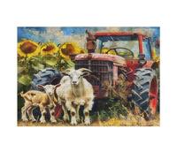 Tractor Vintage Pintado en Puzzles 300 Piezas DIY Creativo Paisaje Granja Pastoral Rompecabezas Familiar para Toda La Familia Juguete Educativo Aliviar Estrés Decorativo 300 PCS