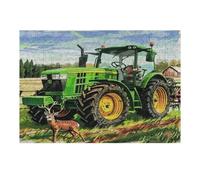 Tractor Vintage Pintado en Puzzles 300 Piezas Estera Portátil 3D Paisaje Granja Pastoral Rompecabezas Familiar para Adultos Aliviar Estrés Decoración Hogar Moderno Creativo 300 PCS