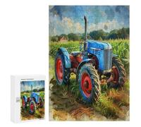 Tractor Vintage Pintado en Puzzles 300 Piezas Maquetas 3D Familiar Paisaje Granja Pastoral Construir DIY Moderno para Niños A 12 Años Y Adultos Desafío Intelectual Decoración Hogar 300 PCS