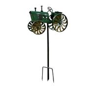 Tractor Wind Spinner - Metal Garden Windmill Decor for Lawn Patio | Iron Outdoor Rotating Sculpture with Wheels, Rustic Farm Style Ornament for Flower Bed Decoration