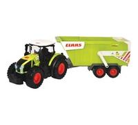 Dickie Toys - Gran Tractor de Juguete CLAAS con Remolque, Mecanismo de Giro de Rueda Libre, Luz y Sonido, Adecuado a Partir de 3 años (203739004)