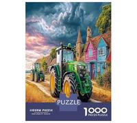 Tractores en Carretera Rural 1000 Piezas Escena de la Aldea Pintada Rompecabezas Desafiantes Impossible Puzzle Juguetes Juego De Habilidad para Adultos Regalos 52x38cm/1000pcs