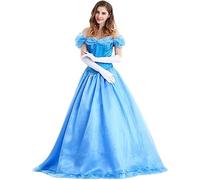 TRACYCY Cenicienta Disfraz Mujer Traje de Princesa Cinderella Carnaval Mariposa Tul Maxi Vestidos de Fiesta para Damas Halloween Navidad Ceremonia Cosplay Costume con Guantes