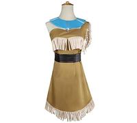 TRACYCY Pocahontas Disfraz Mujer Cosplay India Princesa Pocahontas Vestido y Accesorios Collar Cinturón 3 Piezas Set para Adulta Dress up Halloween Carnaval Cumpleaños Fiesta Costume