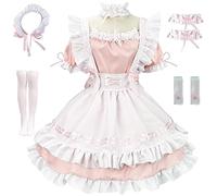 TRACYCY Sirvienta Disfraz Mujer Cosplay Anime Sexy Sirvienta Camarero Delantal Vestido Lolita Fantasía Uniformes 7 Piezas Halloween Carnaval Mascarada Fiesta Dress up Maid Costume Talla Grande S-5XL